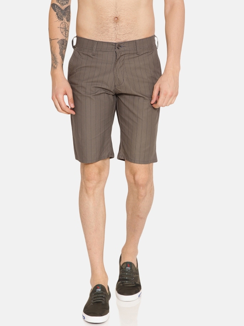 

IVOC Men Brown Striped Slim Fit Regular Shorts