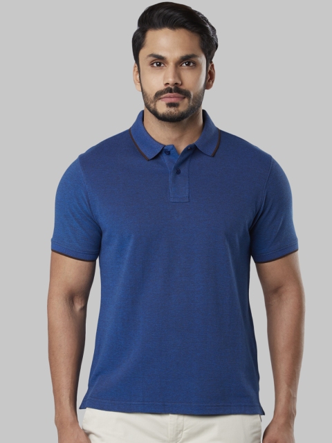 

Next Look Men Blue Solid Polo Collar T-shirt