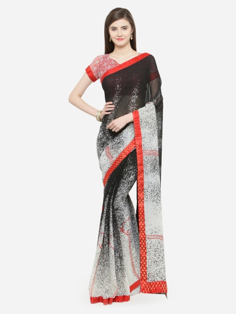 

Shaily Black & Grey Pure Georgette Printed Saree