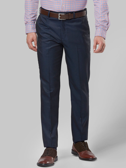 

Next Look Men Blue Regular Fit Self Design Formal Trousers