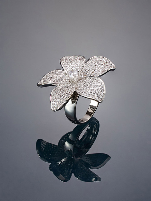 

shaze Women Silver-Plated CZ-Studded Finger Ring