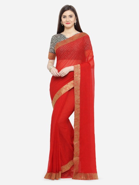 

Shaily Red Printed Pure Silk Saree