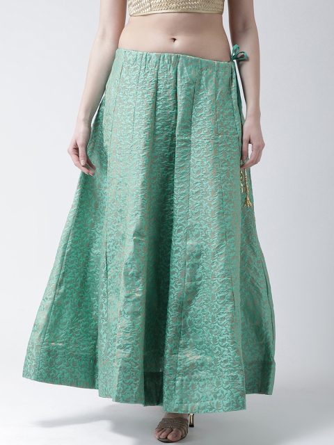 

Castle Women Turquoise Blue & Gold-Toned Flared Maxi Skirt