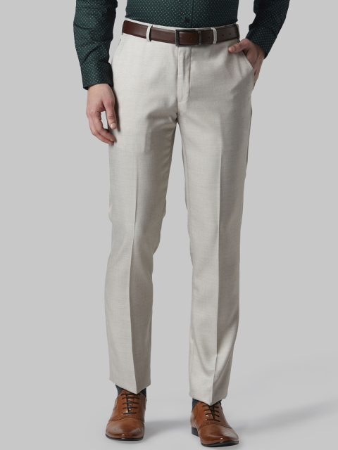 

Park Avenue Men Brown Regular Fit Self Design Formal Trousers
