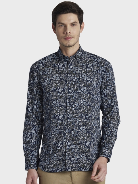 

ColorPlus Men Blue & Green Regular Fit Printed Casual Shirt