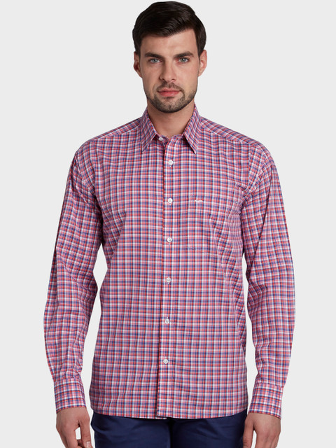 

ColorPlus Men Red Regular Fit Checked Casual Shirt