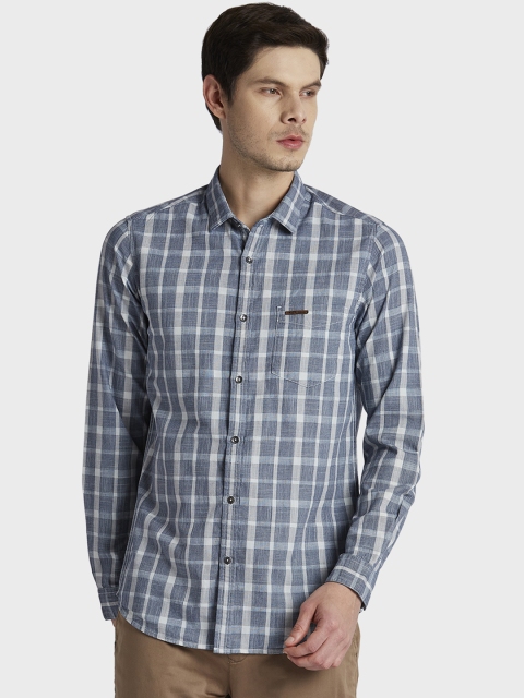 

ColorPlus Men Blue Regular Fit Checked Casual Shirt