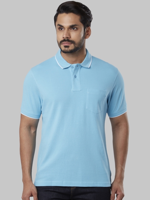 

Next Look Men Blue Solid Polo Collar T-shirt
