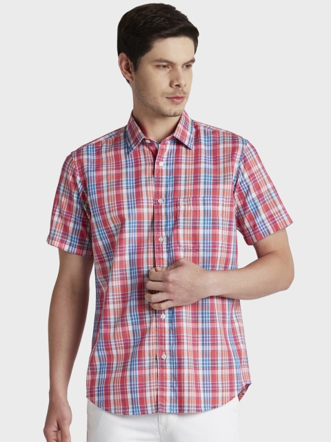 

ColorPlus Men Red & Blue Tailored Fit Checked Casual Shirt