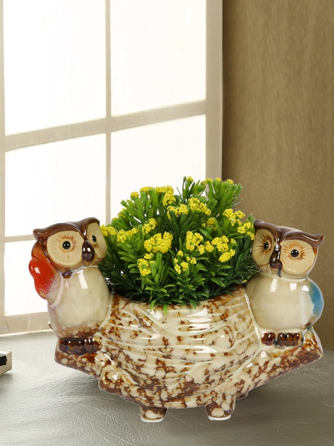 

Aapno Rajasthan Brown & Beige Textured Two Owls Ceramic Planter