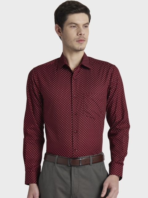 

ColorPlus Men Maroon Tailored Fit Printed Semiformal Shirt