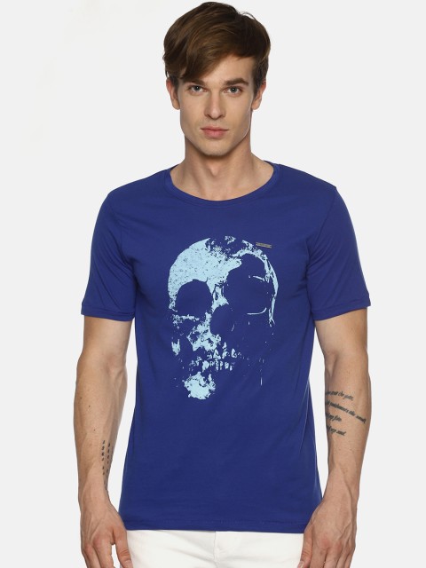 

IMPACKT Men Blue Printed Round Neck T-shirt