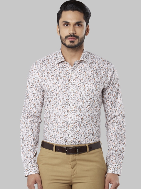 

Next Look Men White & Brown Slim Fit Printed Semiformal Shirt