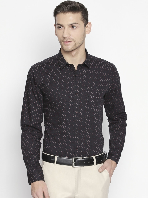 

RICHARD PARKER by Pantaloons Men Black Slim Fit Printed Formal Shirt