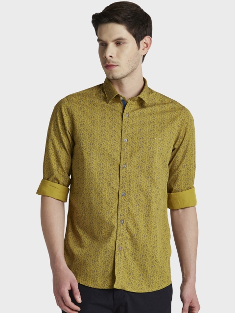 

ColorPlus Men Mustard Yellow & Black Regular Fit Printed Casual Shirt