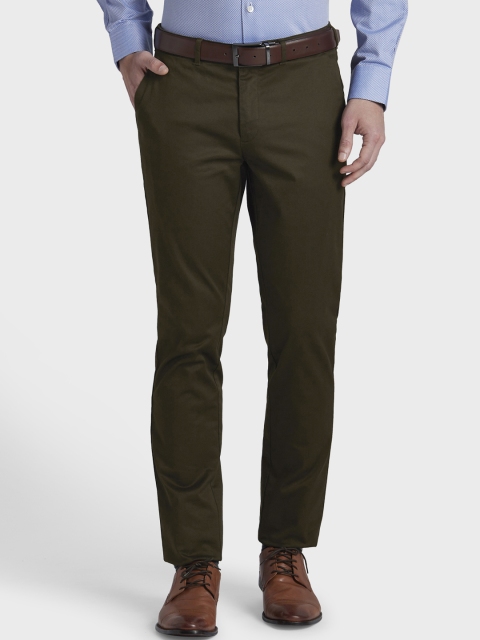 

ColorPlus Men Olive Green Regular Fit Solid Formal Trousers