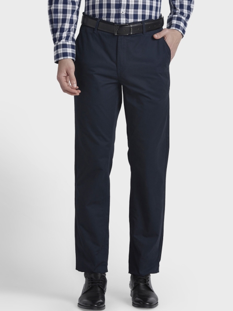 

ColorPlus Men Navy Blue Regular Fit Solid Regular Trousers