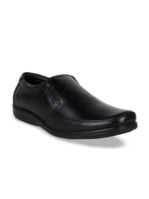 

Respiro Men Black Leather Formal Slip-Ons