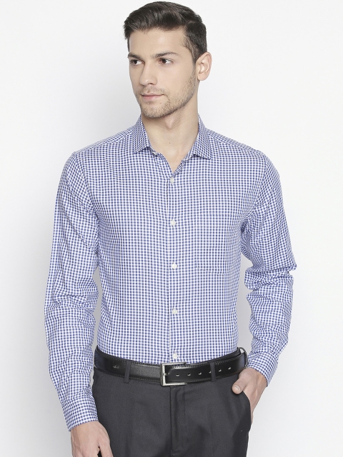 

RICHARD PARKER by Pantaloons Men Blue & White Slim Fit Checked Formal Shirt