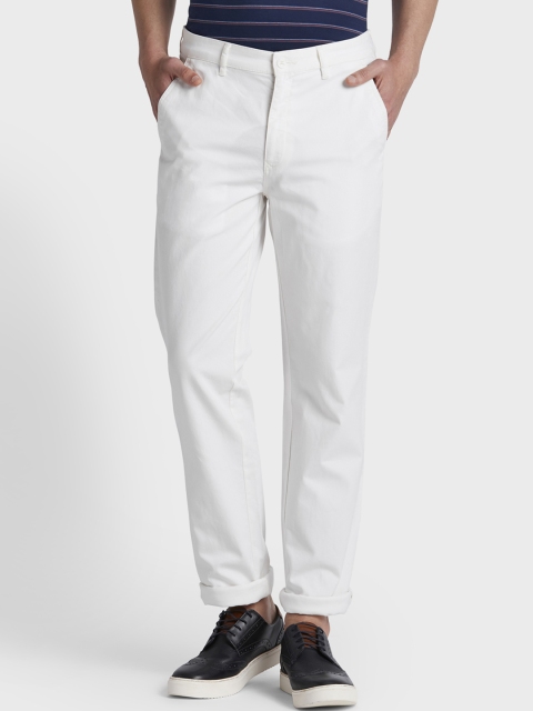 

ColorPlus Men White Regular Fit Solid Regular Trousers