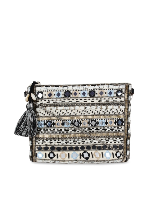 

Anekaant Black & Beige Self Design Sling Bag