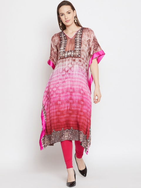 

The Kaftan Company Women Magenta Printed Asymmetric Kaftan Kurta