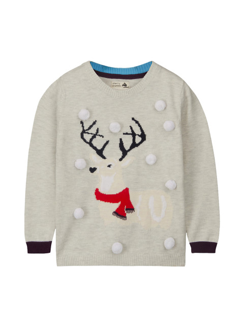 

Cherry Crumble Kids Grey Melange Self-Design Sweater
