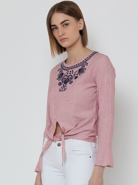 

DODO & MOA Women Red Embroidered Top