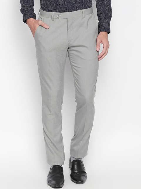 

RICHARD PARKER by Pantaloons Men Grey Slim Fit Solid Formal Trousers