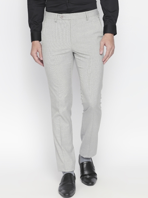 

RICHARD PARKER by Pantaloons Men Grey Slim Fit Self Design Formal Trousers
