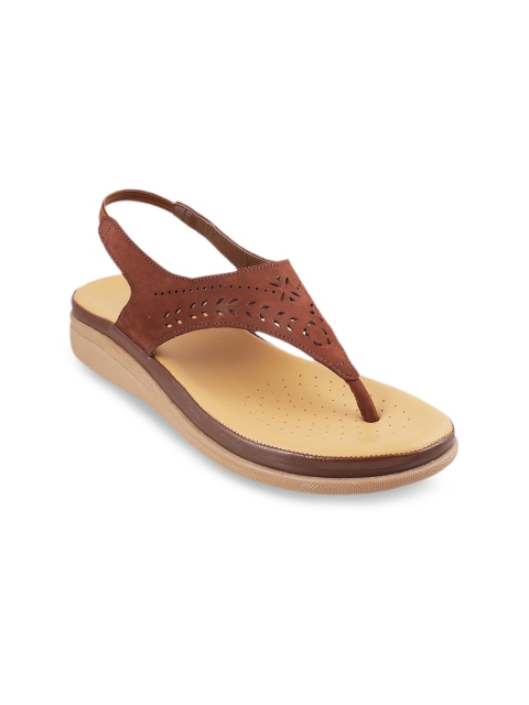 

Metro Women Brown Textured T-Strap Flats
