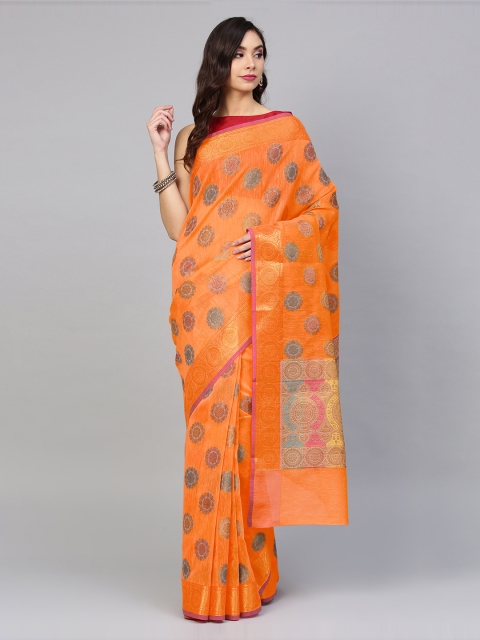 

Chhabra 555 Orange Art Silk Woven Design Banarasi Saree