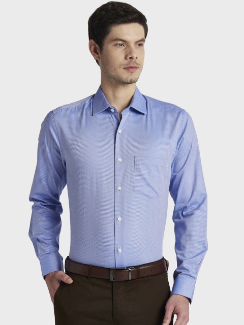 

ColorPlus Men Blue Tailored Fit Self Design Formal Shirt