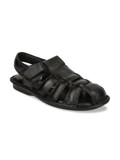 Coolers Men Black Leather Sandals