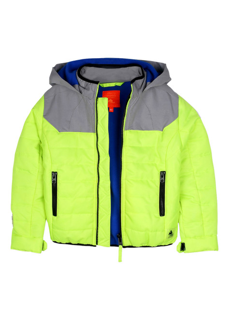 

Cherry Crumble Boys Fluorescent Green & Grey Colourblocked Jacket
