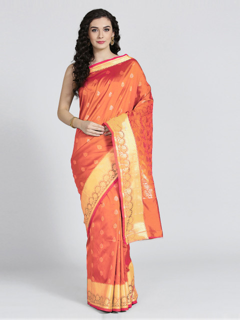 

Chhabra 555 Peach-Coloured Art Silk Woven Design Banarasi Saree