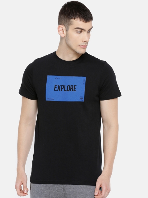 

4F Men Black Printed Round Neck T-shirt