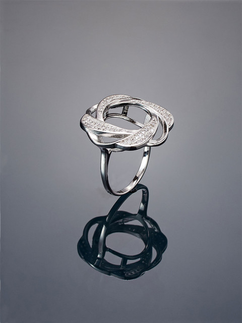 

shaze Women Silver-Toned Rhodium-Plated CZ-Studded Finger Ring