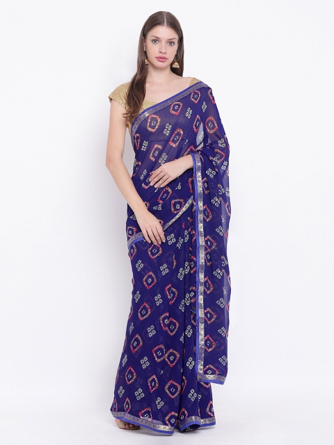 

Chhabra 555 Blue Poly Georgette Dyed Leheriya Saree