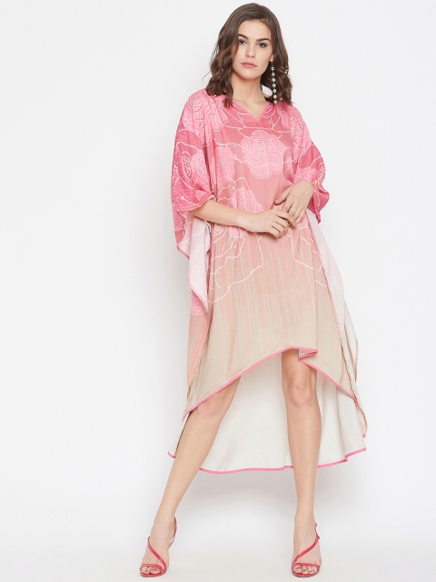 

The Kaftan Company Women Pink & Beige Floral Printed Kaftan Dress