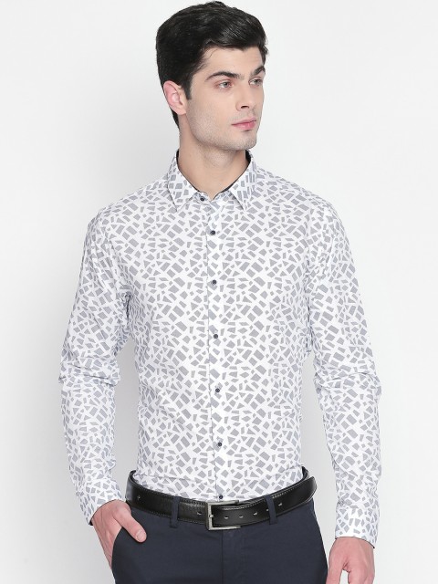 

RICHARD PARKER by Pantaloons Men White Slim Fit Printed Party Shirt
