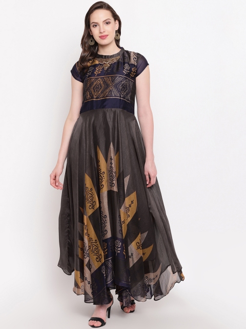 

Kvsfab Women Black & Gold-Toned Maxi Dress