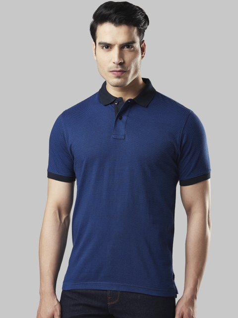 

Next Look Men Blue & Black Striped Polo T-shirt