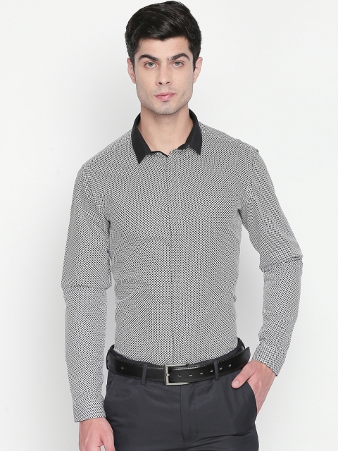 RICHARD PARKER by Pantaloons Men Black Slim Fit Printed Party Shirt
