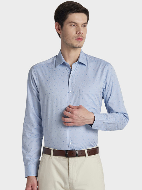 

ColorPlus Men Blue Tailored Fit Printed Semiformal Shirt