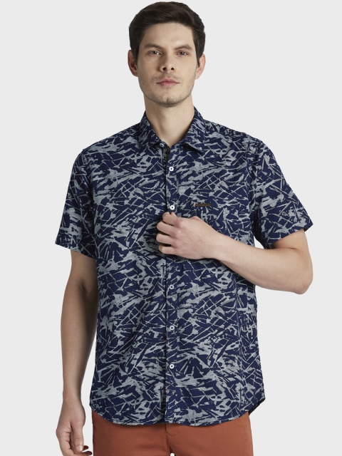 

ColorPlus Men Blue & Grey Tailored Fit Printed Casual Shirt