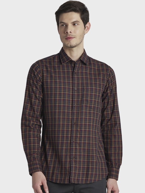 

ColorPlus Men Maroon & Blue Regular Fit Checked Casual Shirt