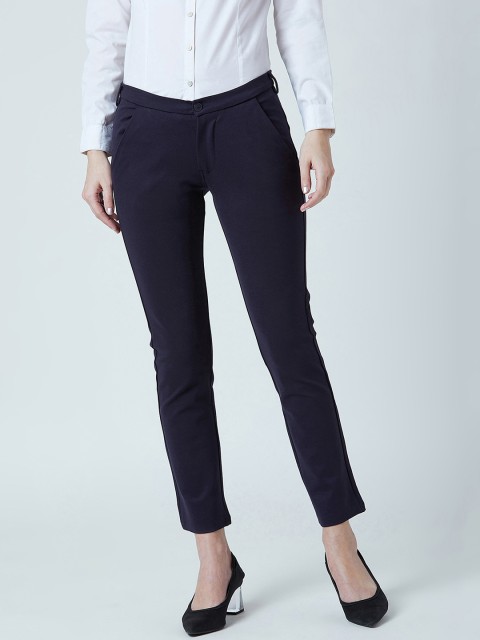 

Devis Women Blue Comfort Slim Fit Solid Formal Trousers