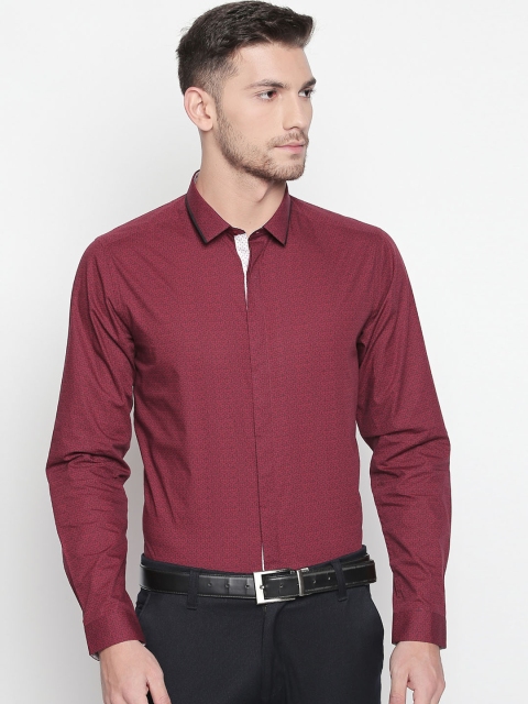 

RICHARD PARKER by Pantaloons Men Maroon Slim Fit Printed Formal Shirt