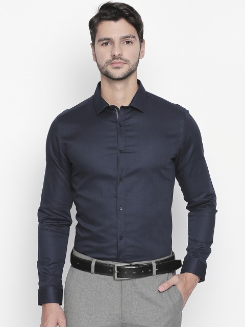 

RICHARD PARKER by Pantaloons Men Navy Blue Slim Fit Solid Formal Shirt